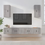 vidaXL Conjunto móveis de TV 6 pcs madeira processada sonoma cinza