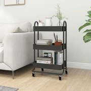 vidaXL Carrinho com 3 prateleiras 46x34x79 cm aço antracite