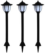 Candeeiro solar LED de exterior 3 pcs preto