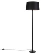 Candeeiro de pé preto com abajur de linho preto 45 cm - Simplo