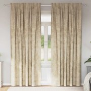 vidaXL Cortinas de Veludo com cortinas 2 pcs Creme 225 x 140 cm Veludo