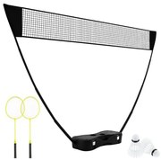 Conjunto de rede de badminton portátil tudo-em-um com base de armazenamento - verde