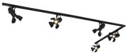 Sistema de trilhos de iluminação com 5 focos pretos - Movie