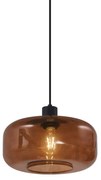 Candeeiro Pendente Retro Preto com Vidro Bronze - Bizle