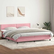vidaXL Cama com molas colchão 200x210 cm veludo rosa