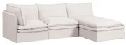 Sofá Chaise Longue Modular Grace De 3 Peças Em Linho E Algodão Tecido Branco Quebrado - Sklum