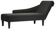 vidaXL Chaise lounge c/ almofada/apoio de braços direito tecido preto