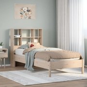 vidaXL Cama com estante sem colchão 75x190 cm pinho maciço