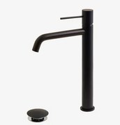 Conjunto De Torneira De Pia De Latão Click-clack E Válvula De Drenagem Orveta Preto Mate & ↑30 Cm & Válvula Com Transbordo - Sklum