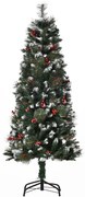 HOMCOM Árvore de Natal Artificial 150cm Ignífugo com 360 Ramos 38 Bagas Folhas de PVC Base Dobrável e Suporte Metálico Verde | Aosom Portugal
