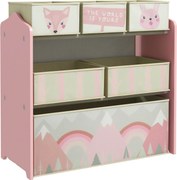 ZONEKIZ Armário infantil com 6 caixas de tecido, motivo fofo, 63x30x66 cm, Rosa | Aosom Portugal