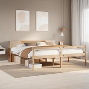 vidaXL Cama com estante sem colchão 180x200 cm pinho maciço