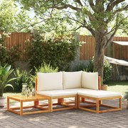 vidaXL Conjunto de sofás de jardim vidaXL de 4 peças com almofadas de madeira de acácia e vime