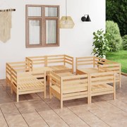 9 pcs conjunto lounge de jardim pinho maciço