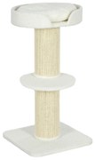 PawHut Arranhador Gatos 91 cm 3 Níveis Ninho Plataforma Poste Sisal Confortável 45x45x91 cm Creme Ideal para Gatos | Aosom Portugal
