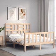 Estrutura de cama com cabeceira 140x190 cm madeira maciça