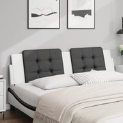 vidaXL Almofadão de cabeceira 180 cm couro artificial preto e branco