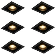 Conjunto de 6 focos embutidos modernos pretos ajustáveis - Roof