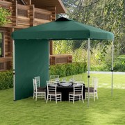 Tenda Dobrável 2,5x2,5 m Tenda de Jardim com 1 Parede Lateral Altura Ajustável para Campismo Festas Verde