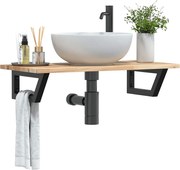 vidaXL Prateleira de parede p/ lavatório aço/madeira de acácia maciça