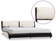vidaXL Estrutura de cama em couro artificial 180x200 cm preto e branco