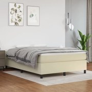vidaXL Estrutura de cama com molas 140x190 cm couro artificial cor creme