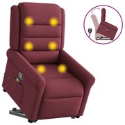 vidaXL Poltrona de massagens reclin. elevatória tecido vermelho tinto
