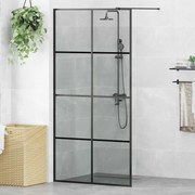 vidaXL Parede de Chuveiro Walk-in Preto 100 x 195 cm vidro temperado