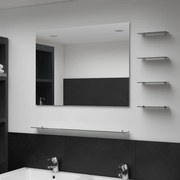 vidaXL Espelho de parede com 5 prateleiras 80x60 cm prateado
