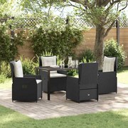 vidaXL Conjunto de Jantar para Jardim 5 Peças Preto Rattan e Poliéster