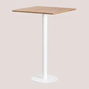 Mesa Alta De Bar Quadrada Em Chapa De Freixo Frappe ↔︎ 70 Cm & Branco - Sklum