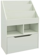 HOMCOM Estante de Madeira para Brinquedos com 3 Compartimentos 2 Prateleiras e Gaveta Móvel com 4 Rodas 60x29,9x90 cm Verde | Aosom Portugal