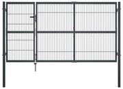 vidaXL Portão de jardim com postes 350x140 cm aço antracite