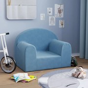 vidaXL Sofá infantil pelúcia macia azul