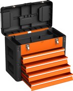 HOMCOM Caixa de ferramentas vazia, 49,7 x 25,3 x 40,7 cm, caixa de ferramentas com 4 gavetas, mini-caixa, aço, Laranja | Aosom Portugal