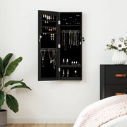 vidaXL Móvel para joias de parede espelhado 30x8,5x90 cm preto