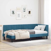 vidaXL Estrutura de Cama de Canto Azul 90 cm x 200 cm Veludo
