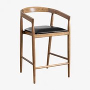 Banqueta Alta De Pele (70 Cm) Visby Preto - Sklum