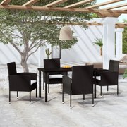 vidaXL 5 pcs Conjunto de jantar para jardim preto