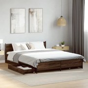 vidaXL Estrutura cama c/ gavetas derivados madeira carvalho castanho