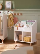 Móvel de arrumação com 2 compartimentos + estante-biblioteca, Ondulado cru