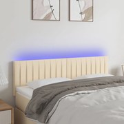 vidaXL Cabeceira de cama c/ luzes LED tecido 144x5x78/88 cm cor creme