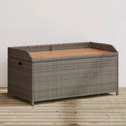 vidaXL Banco de arrumação 100x50x52 cm vime PE e madeira acácia cinza