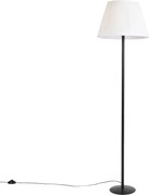 Candeeiro de pé moderno preto com aba-jour branco plissado 45 cm - Simplo