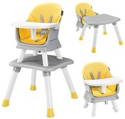 Cadeira alta conversível 4 em 1 para bebês com bandeja dupla removível - Cinza