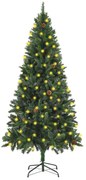 vidaXL Árvore de Natal pré-iluminada com pinhas 180 cm verde