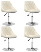 vidaXL Cadeiras de jantar giratórias 4 pcs veludo cor creme