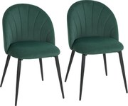 HOMCOM Conjunto de 2 cadeiras de sala de jantar, cadeiras de cozinha estofadas sem braços, pés em aço, 52x55x79cm, verde | Aosom Portugal