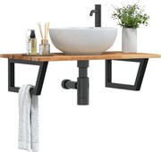vidaXL Prateleira de parede p/ lavatório aço/madeira de acácia maciça