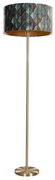 Candeeiro de Pé em Latão com Abajur em Veludo, Design Folha e Interior Dourado 50/50/25 - Simplo